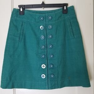 TAIKONHU ANTHROPOLOGIE green tweed button front skirt with front pockets